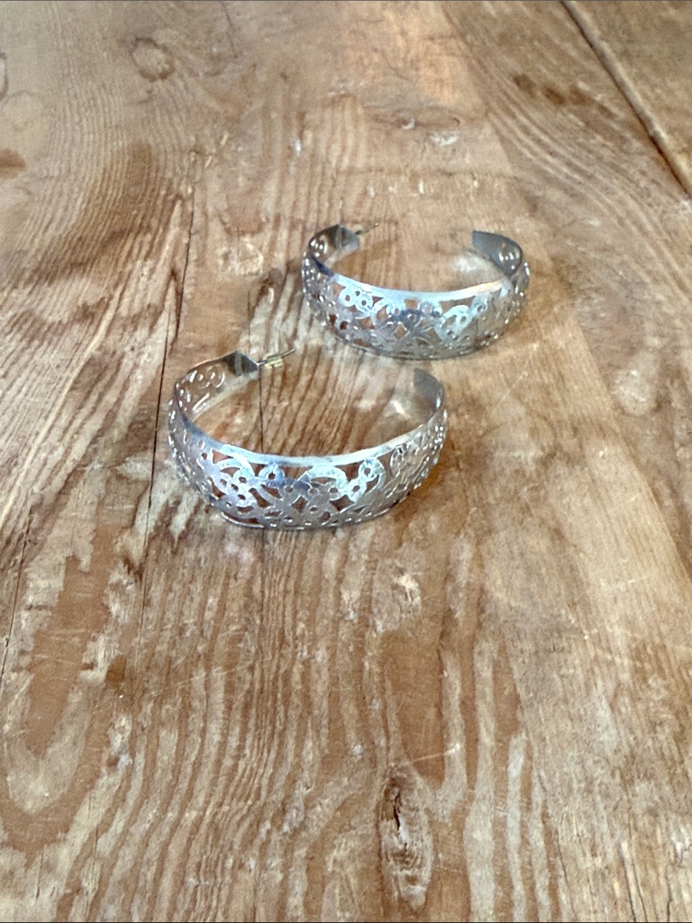 Intricate Silver Filigree Hoop Earrings - Women Jewelry